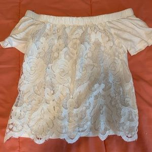white lace off the shoulder top